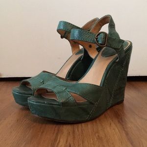 Frye Platform Heel Sandals (teal) EUC